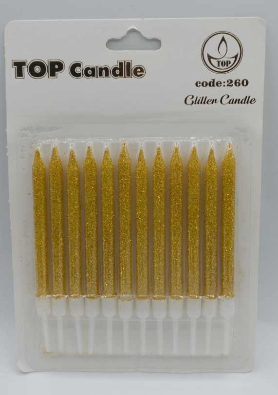 Altın Simli Doğum Günü Mumu 12 Li Kod: 260